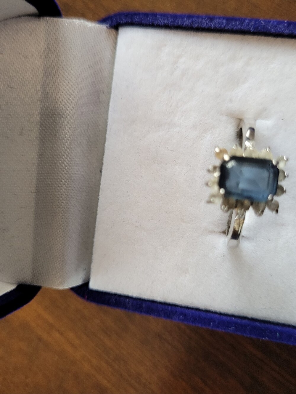 Blue Stone Halo Ring - Women Jewelry